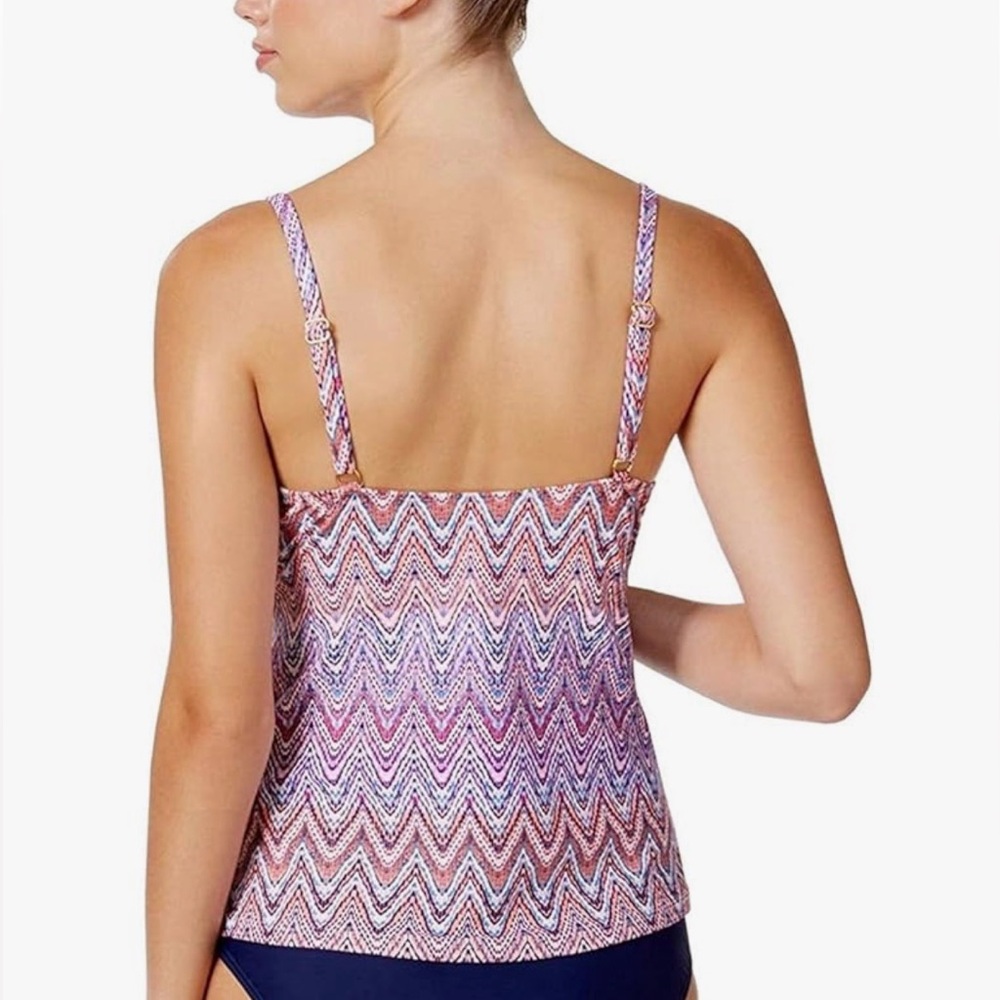 NWT Island Escape Swimsuit Tankini Top Size 10 Gemini Bust Enhancer Coral - Picture 2 of 5